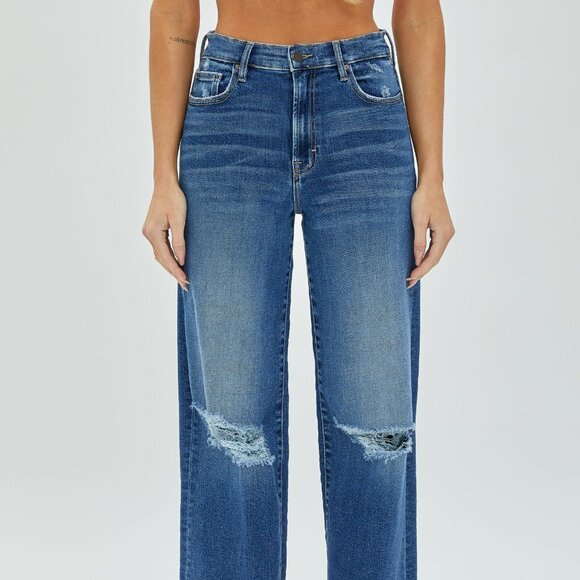 NWT Hidden Jeans Logan High Waist Dad Jeans In Dark Wash - Picture 1 of 7